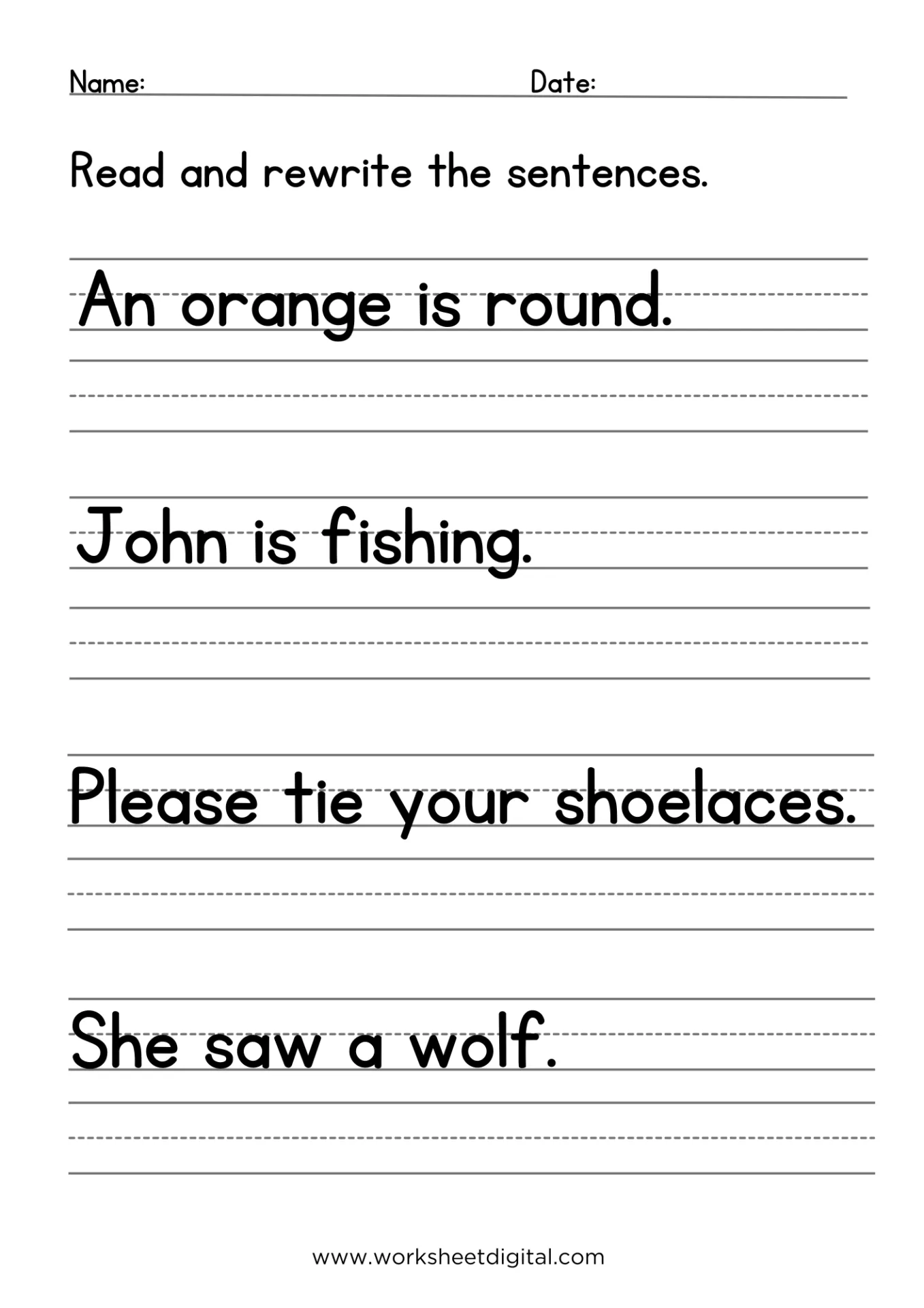 Reading And Writing Practice Sentences