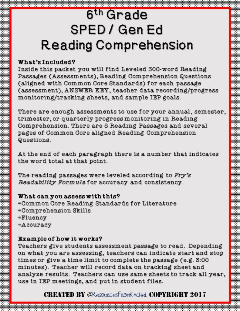 Reading Comprehension Assessment 6th Grade Volume 1 Reading Comprehension Assessment 6th Grade Volume 1