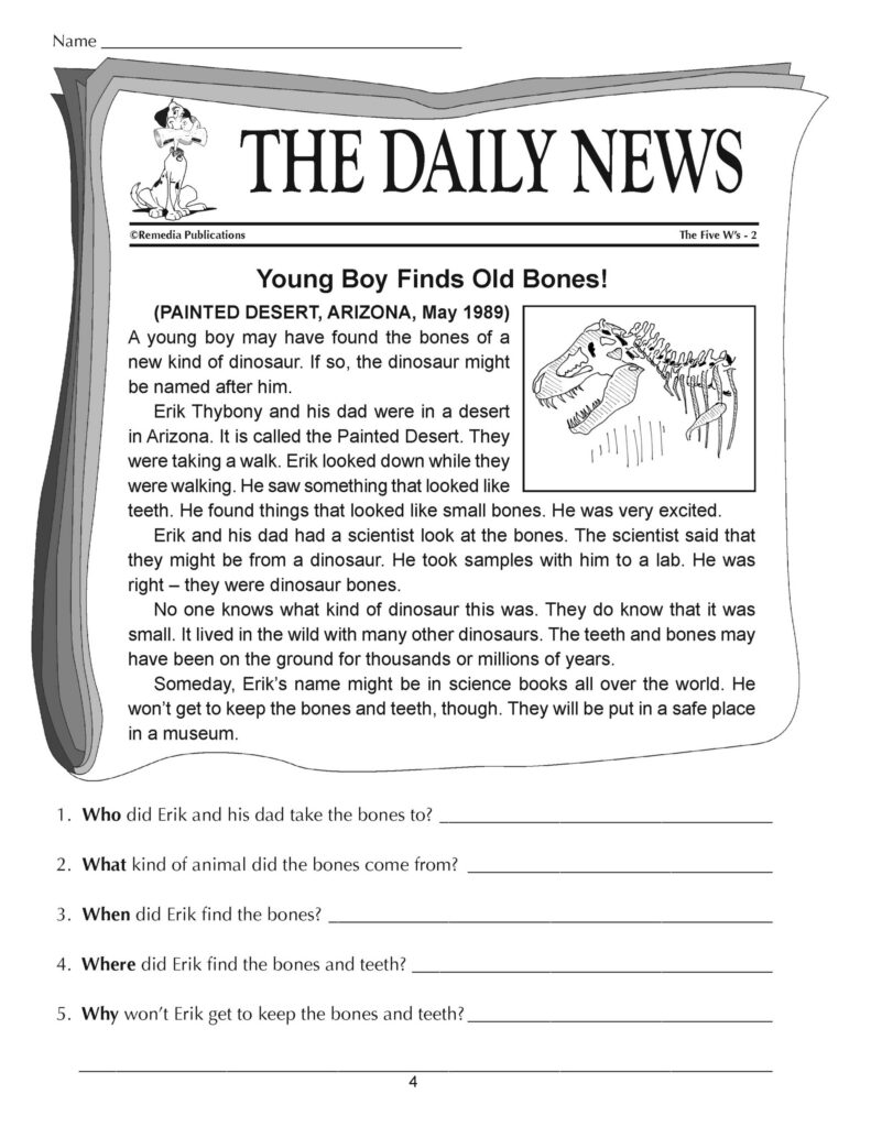 Reading Comprehension Passages 5ws Short Stories Reading Comprehension Passages 5ws Short Stories