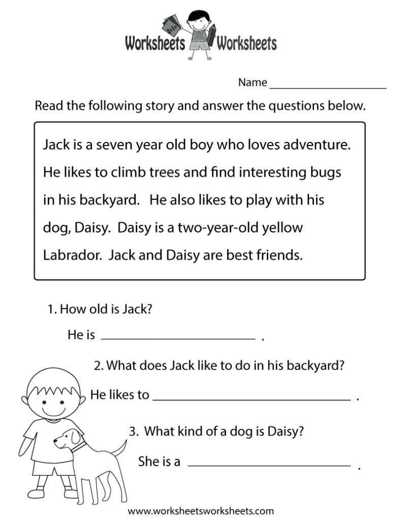 Reading Comprehension Practice Worksheet