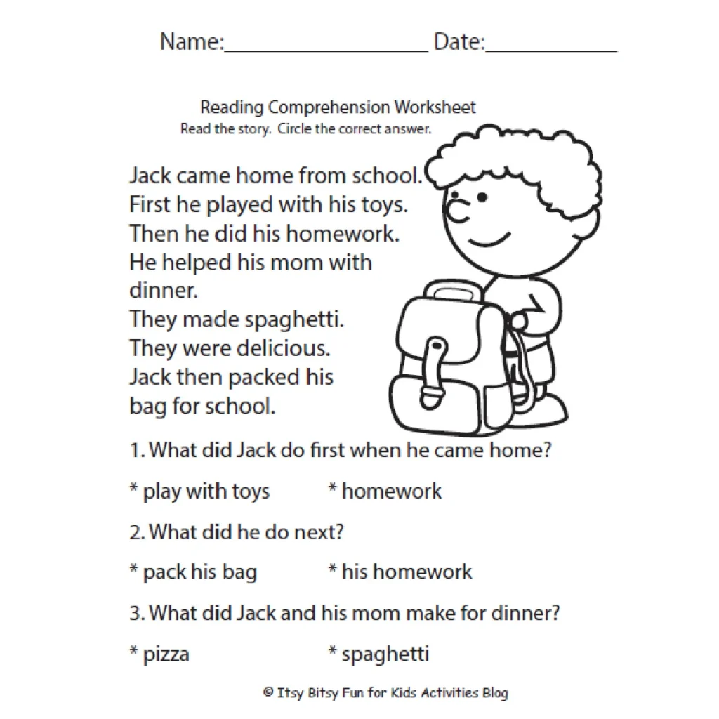 Reading Comprehension Worksheets