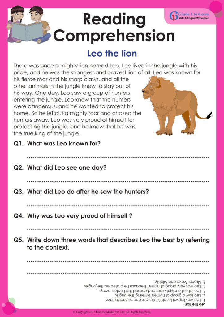 Reading Passage For Grade 1 Reading Passage For Grade 1