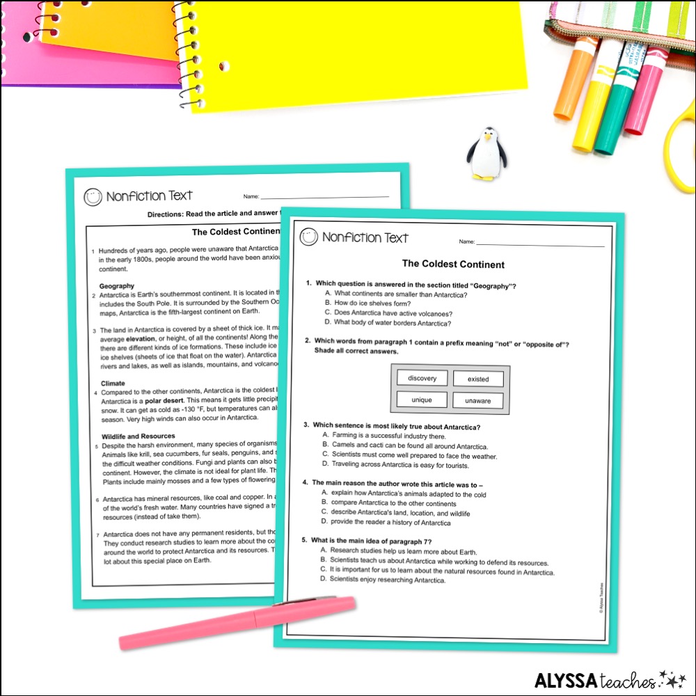 Reading Sol Practice Passages For 4th Grade
