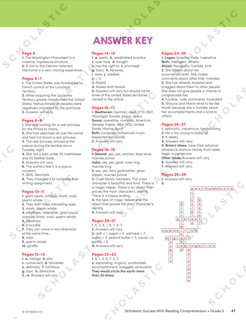 Scholastic Success With Reading Comprehension Grade 5 Workbook 9781338798630