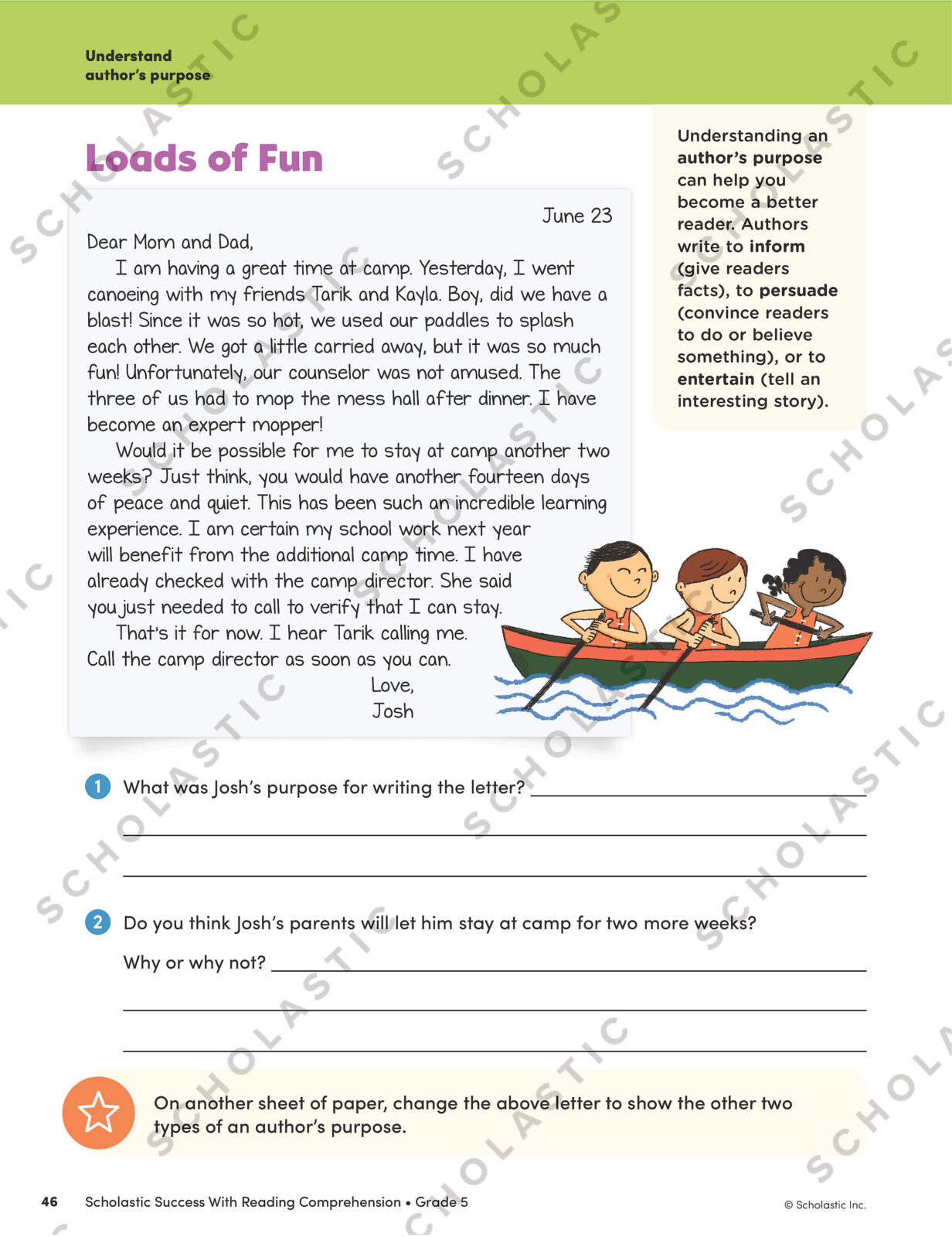 Scholastic Success With Reading Comprehension Grade 5 Workbook 9781338798630