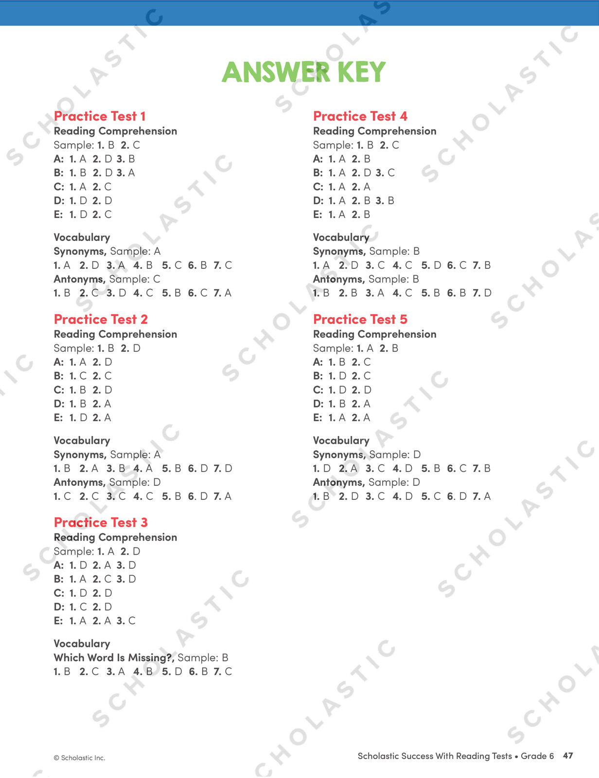 Scholastic Success With Reading Tests Grade 6 Workbook 9781338798678
