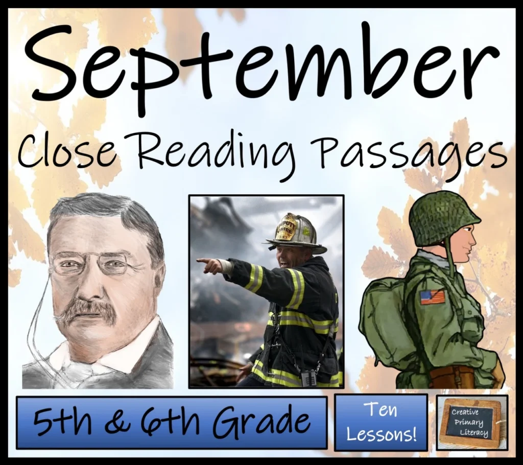 September Close Reading Comprehension Passages 5th Grade 6th Grade