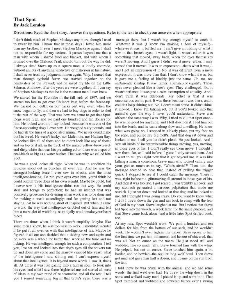 Short Stories With Questions Short Stories With Questions