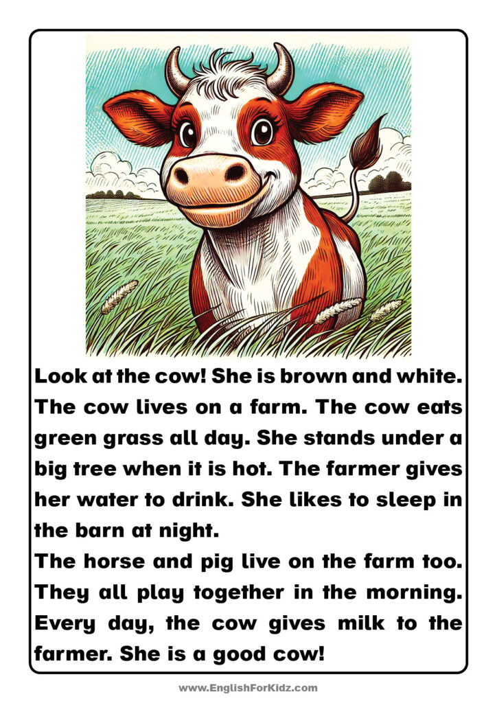Simple Reading Comprehension About Cow
