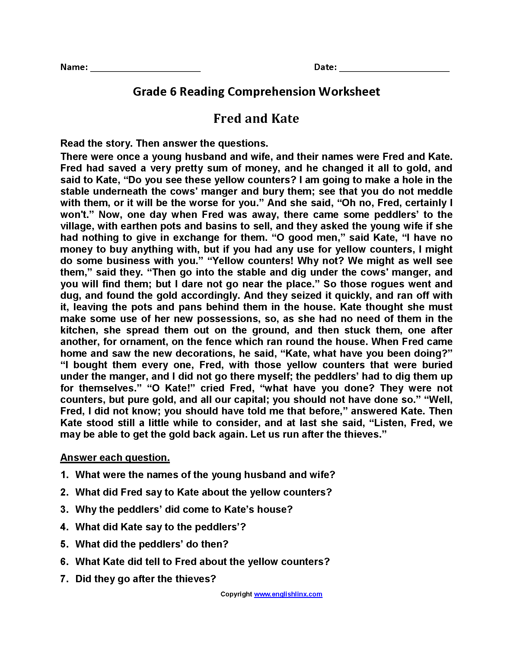Sixth Grade Reading