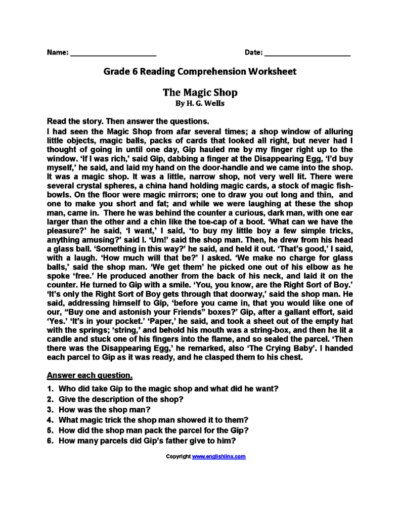 Sixth Grade Reading Sixth Grade Reading