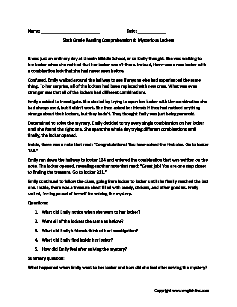 Sixth Grade Reading