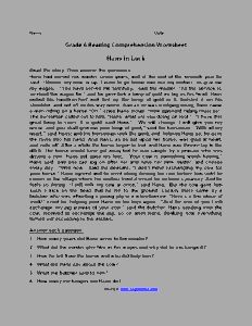 Reading Comprehension Examples For Grade 6 - readingworksheets.net