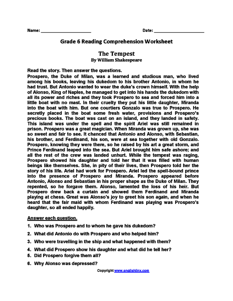 Sixth Grade Reading Sixth Grade Reading