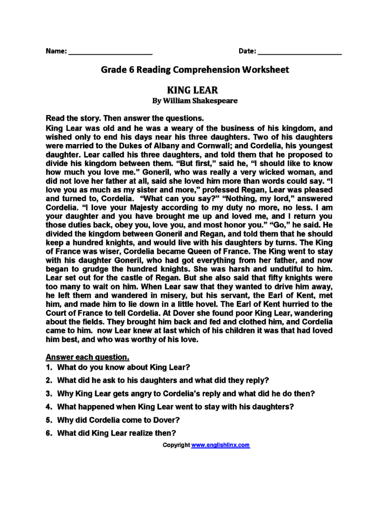 Sixth Grade Reading Sixth Grade Reading