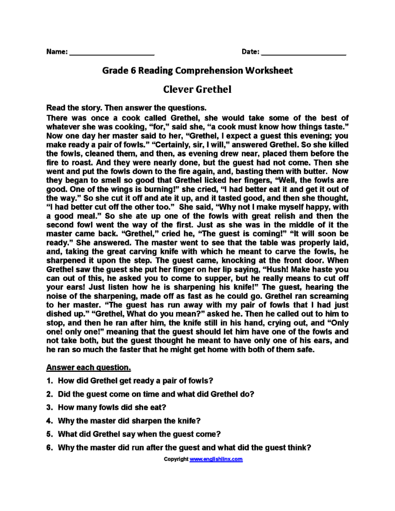 Sixth Grade Reading
