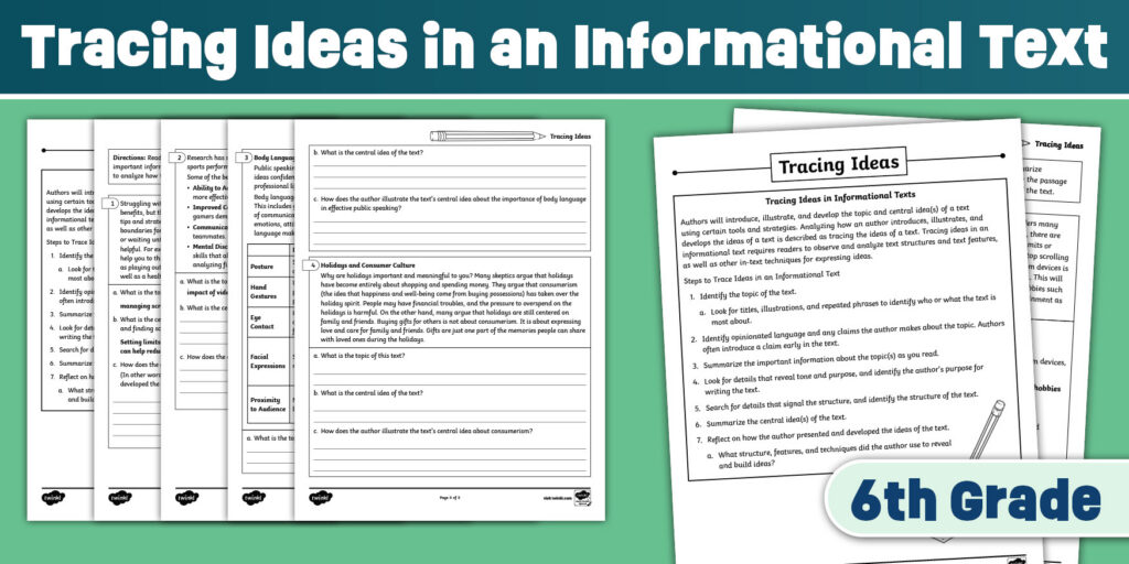 Sixth Grade Tracing Ideas In An Informational Text Worksheet Us E 1757119570