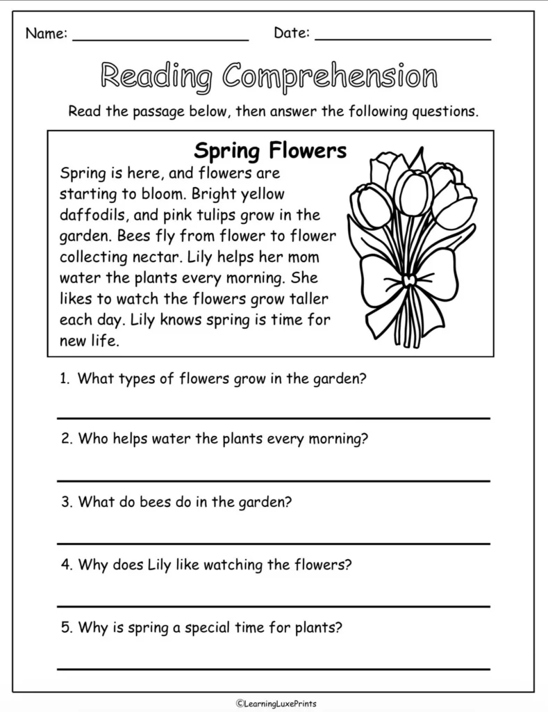 Spring Reading Comprehension Passages