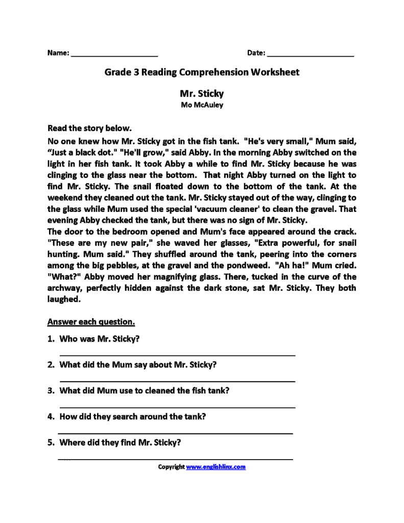 Third Grade Reading Third Grade Reading