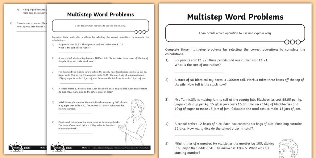 Tp2 M 41280 Multi Step Word Problems Activity Sheet