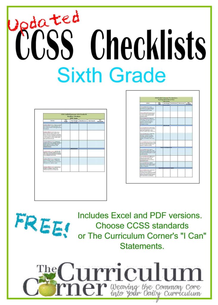 Updated 6th Grade Ccss And I Can Checklists Updated 6th Grade Ccss And I Can Checklists