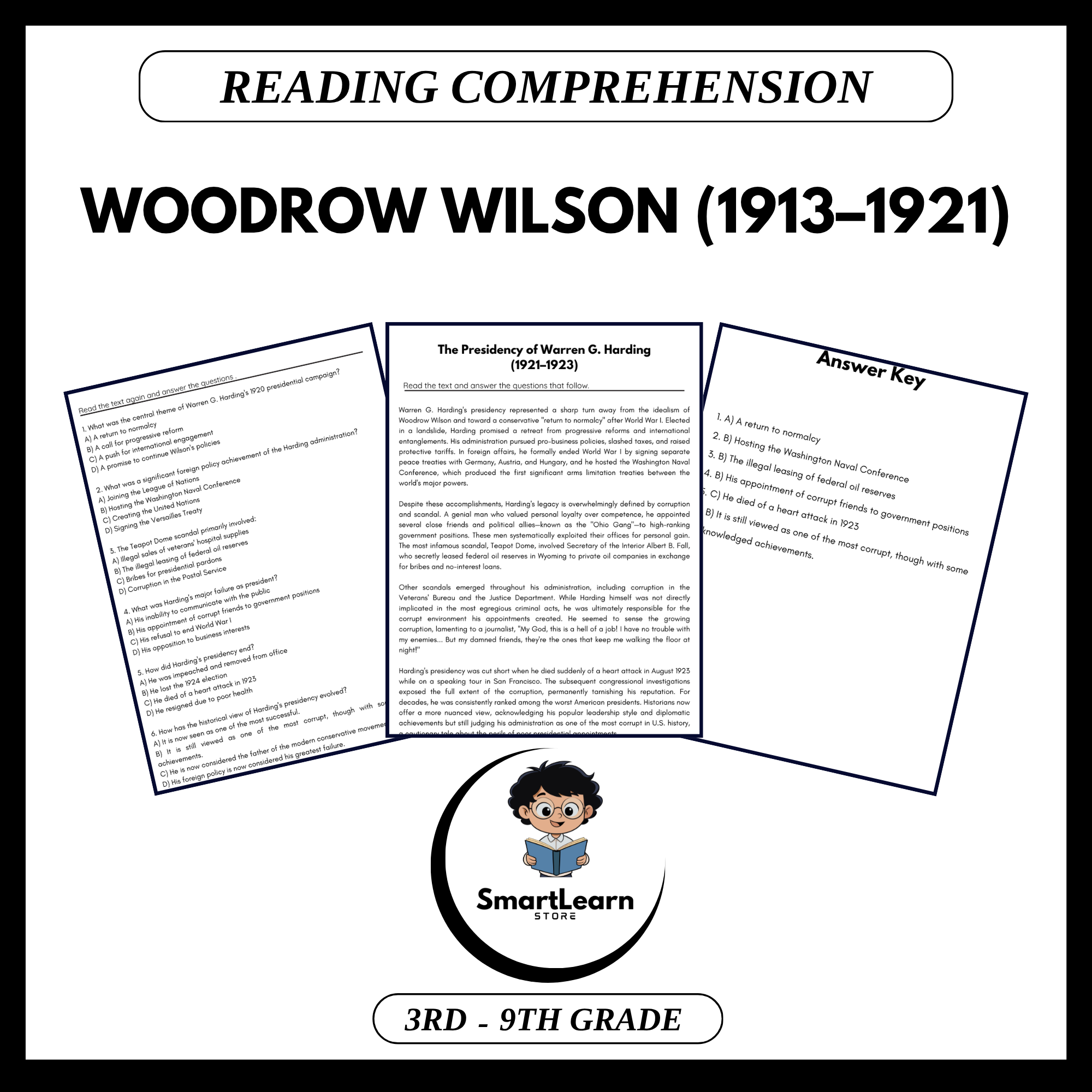 Woodrow Wilson Reading Comprehension Passages And Questions