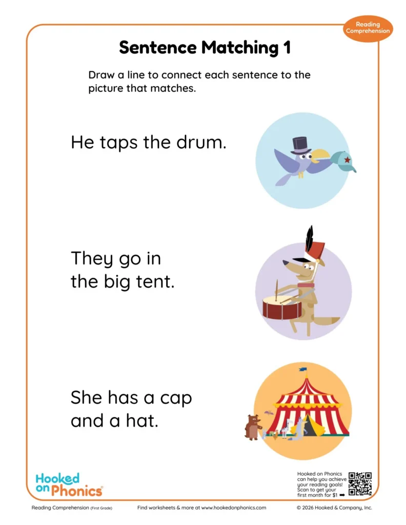 Worksheet Comprehension Sentence Matching 1 Worksheet Comprehension Sentence Matching 1