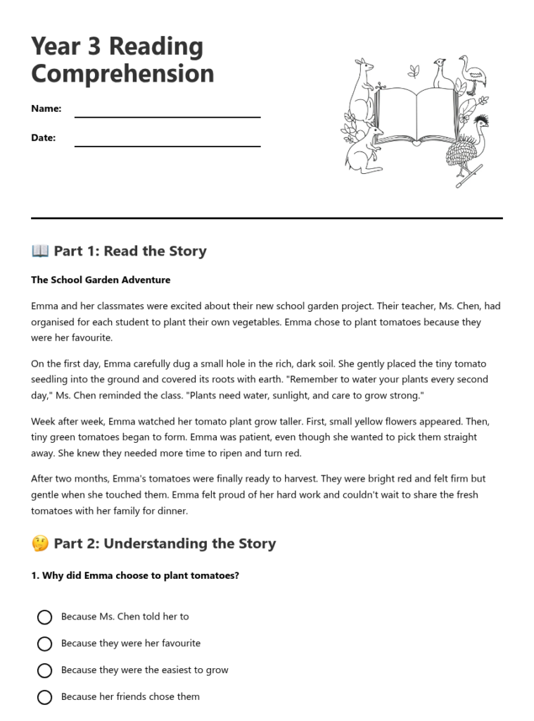 Year 3 Reading Comprehension 46141 Year 3 Reading Comprehension 46141