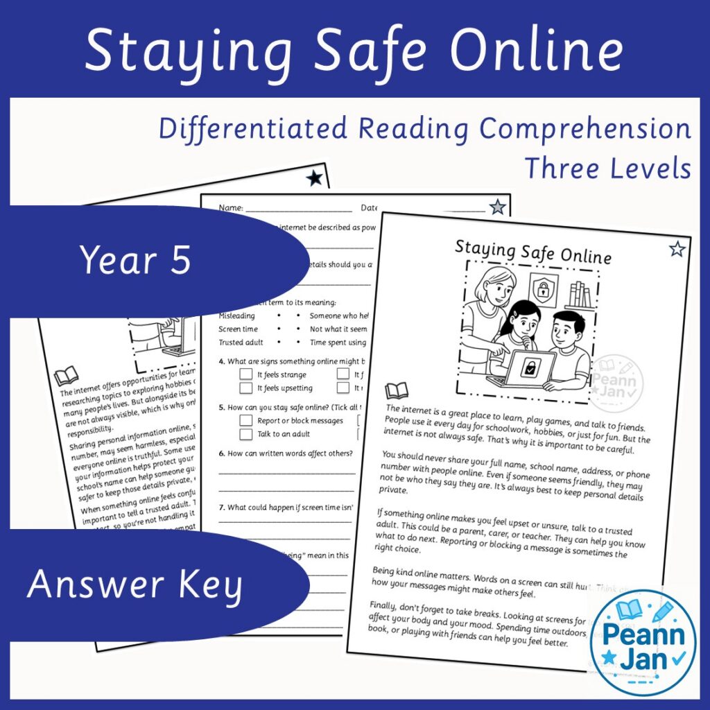 Year 5 Reading Comprehension Staying Safe Online 13284362 Year 5 Reading Comprehension Staying Safe Online 13284362