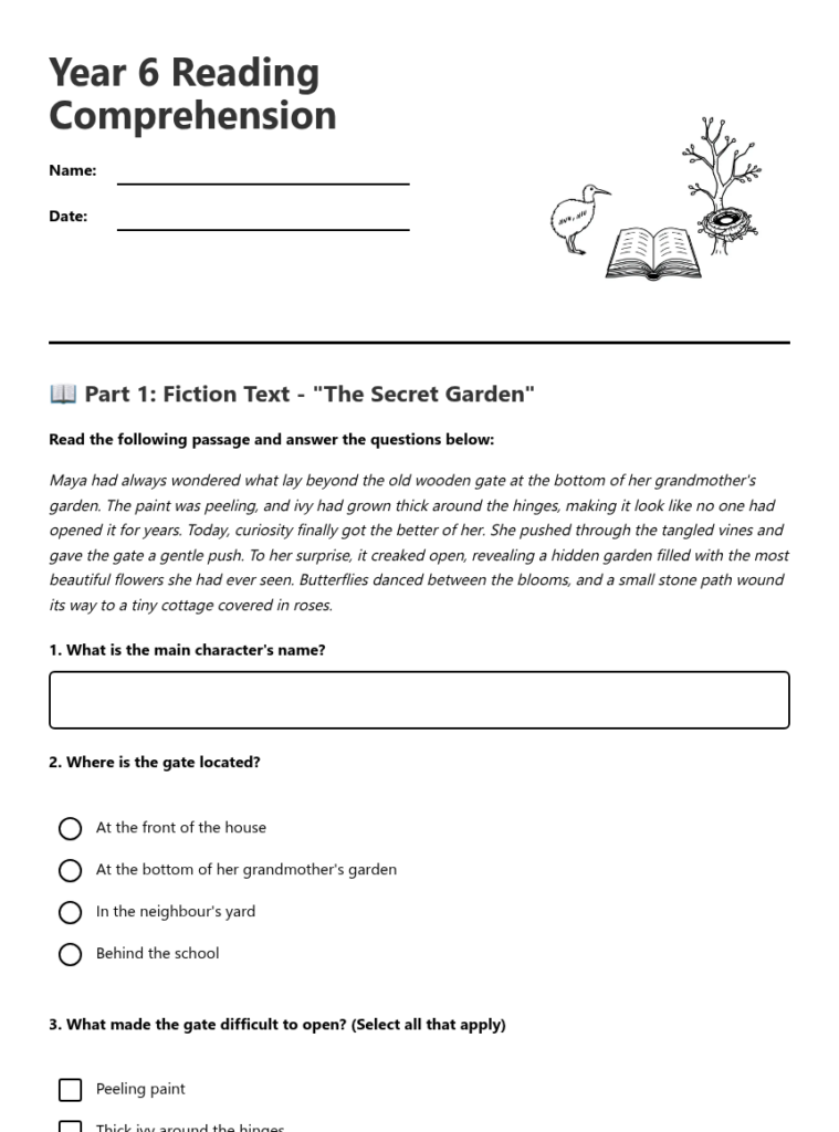 Year 6 Reading Comprehension 45305 Year 6 Reading Comprehension 45305