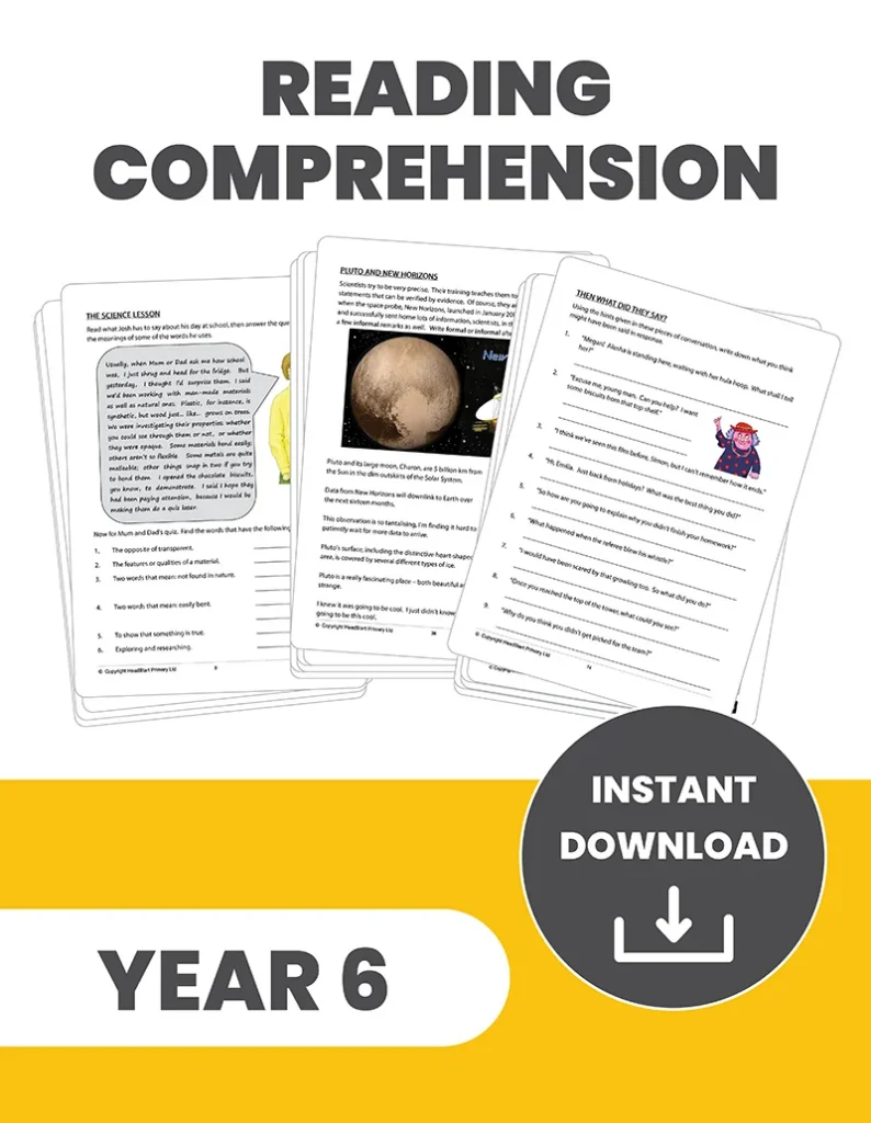 Year 6 Reading Comprehension Instant Download