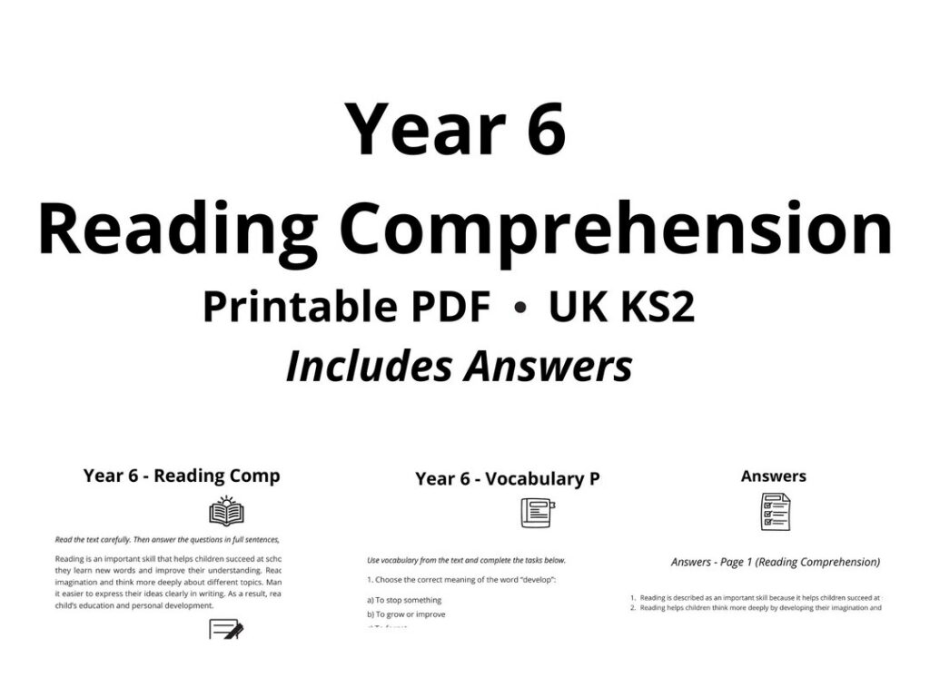 Year 6 Reading Comprehension Worksheets
