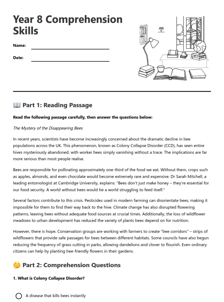 Year 8 Comprehension Skills 68460 Year 8 Comprehension Skills 68460